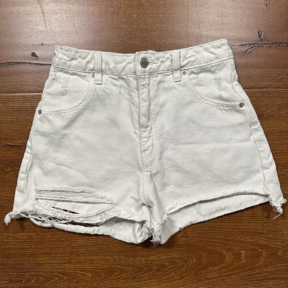Rollas Dusters Jean Shorts Women 25 2" White Denim High Rise Slim 00s Beach City